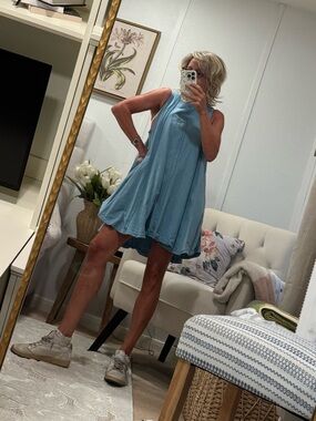 Peach Love California Light Blue Swing Mini Dress Small